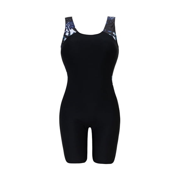 QSAWXQZ Women's Boyleg One Piece Swimsuit Sleeveless Knee Length Modest Athletic Bathing Suit for Swimming M
