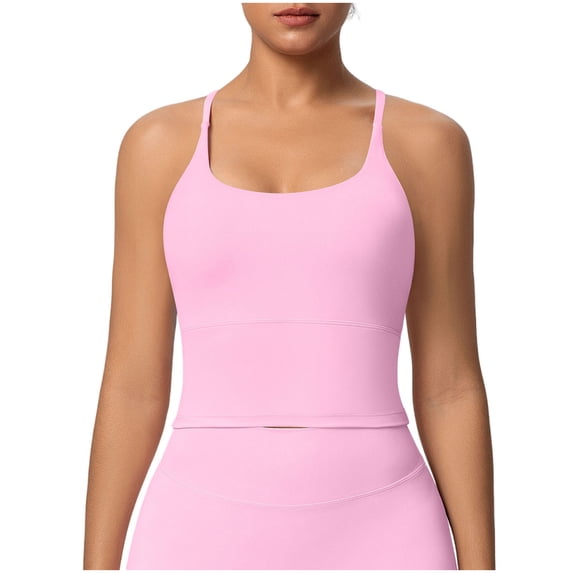 QSAWXQZ Women's Scoop Neck Workout Tank Tops Criss Cross Back Athletic Activewear Basic Solid Breathable Stretchy Slim Camisoles for Gym Yoga S
