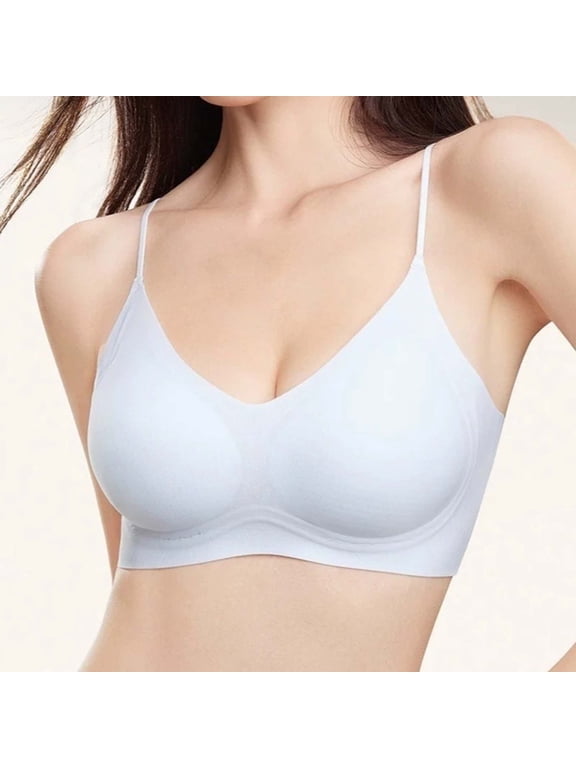 Women's Seamless Bralette V Neck Spaghetti Strap Pull-on Bra M