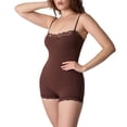 thumbnail image 1 of QSAWXQZ Women's Seamless Shapewear Romper Lace Trim Mid-Thigh Tummy Control Butt Lifting Crew Neck Sleeveless Bodysuit for Under Dress Daily Slimming Body Shaper Shorts XL, 1 of 5