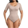 thumbnail image 1 of QSAWXQZ Women's Short Sleeve Bodysuit Seamless Crew Neck Leotard Top Tummy Control Jumpsuit Basic Fashion Streetwear Summer Body Shaper 3XL, 1 of 5