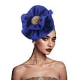 thumbnail image 1 of QSAWXQZ Women's Slik Turban Hat Elegant Headwrap with Ruffle Floral Solid for Wedding Party and Evening Events Blue Free Size, 1 of 2