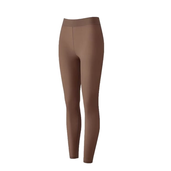 QSAWXQZ Women's Solid Seamless Thermal Leggings Elastic Waist Warm Base Layer Bottoms for Winter Coffee L