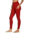 thumbnail image 1 of QSAWXQZ Women's Solid Yoga Pants Solid High Waist Elastic Leggings Tummy Control with Pockets for Workout Red L, 1 of 9