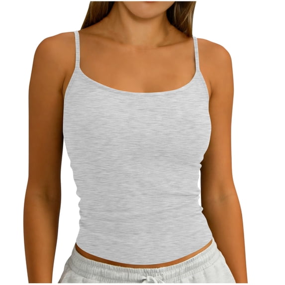 QSAWXQZ Women's Spaghetti Strap Camisole Basic Solid Scoop Neck Sleeveless Slim Layering Ribbed Knit Tank Top Undershirt for Summer 2XL