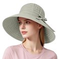 thumbnail image 1 of QSAWXQZ Women's Striped Sun Hat Wide Brim Bow Foldable Beach Summer Outdoor Hat Lightweight Travel Headwear Free Size, 1 of 6