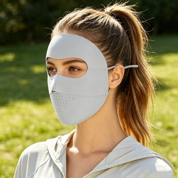 QSAWXQZ Women's Sun Protection Face Cover Full Face Ear Loop Breathable Stretch Neck Gaiter Free Size