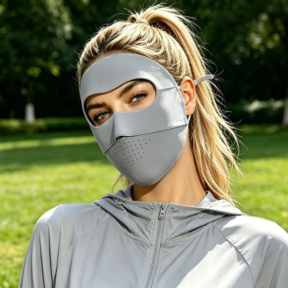 QSAWXQZ Women's Sun Protection Face Cover Full Face Ear Loop Breathable Stretch Neck Gaiter Free Size
