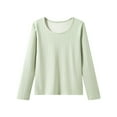 thumbnail image 1 of QSAWXQZ Women's Thermal Top Crew Neck Long Sleeve Ribbed Fleece Lined Base Layer Shirt for Winter Layering XL, 1 of 8