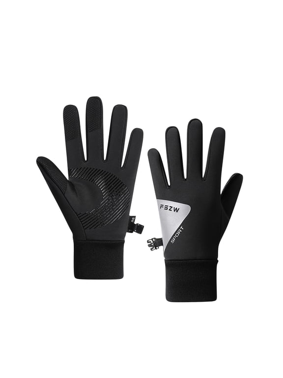 Women's Thermal Winter Gloves Waterproof Fleece Lined Touchscreen Athletic Gloves for Outdoor Black Free Size
