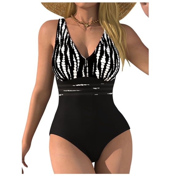 QSAWXQZ Women's Tummy Control One Piece Swimsuit Built in Padded V Neck Sleeveless Open Back Mesh Inset Slimming Ruched Bathing Suit for Beach Summer Vacation S
