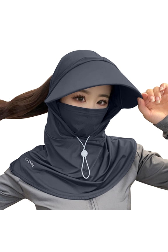 Women's UPF 50+ Flap Sun Hat Breathable Visor Cap with Face Mask Neck Cover for Outdoor Cycling and Summer Gardening Black Free Size