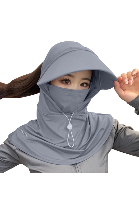 Women's UPF 50+ Flap Sun Hat Breathable Visor Cap with Face Mask Neck Cover for Outdoor Cycling and Summer Gardening Dark Gray Free Size