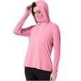 thumbnail image 1 of QSAWXQZ Women's UPF 50+ Sun Protection Hooded Jacket Zip up Thumb Holes Lightweight Breathable Long Sleeve Quick Dry Outdoor Running Sports Coat 2XL, 1 of 8