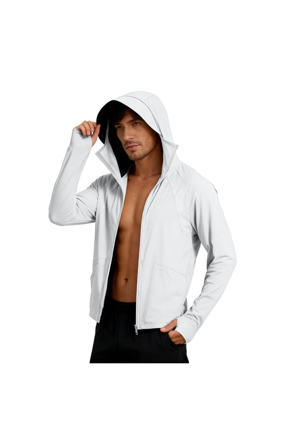 Women's UPF 50+ Sun Protection Jacket Full Zip Hoodie with Sun Visor Thumbholes Cooling Long Sleeve Solid Rash Guard with Pockets 4XL