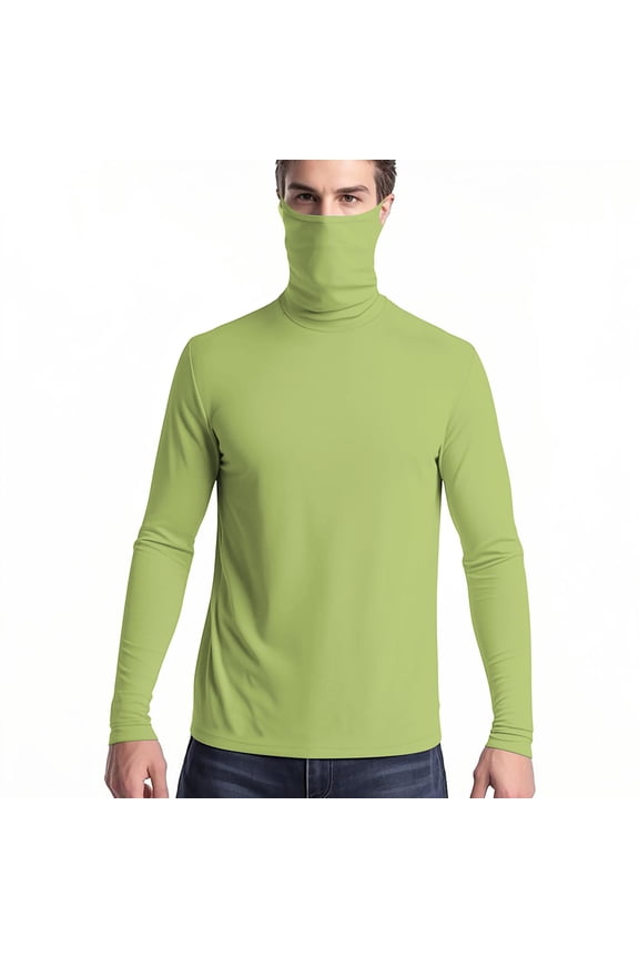 Women's UPF 50+ Sun Protection Long Sleeve Top with Built in Face Gaiter Turtleneck Slim Lightweight Thumb Holes Outdoor Athletic Shirt M