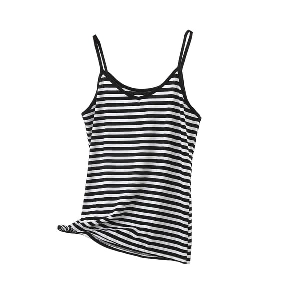 QSAWXQZ Women's V Neck Striped Tank Tops Sleeveless Blouses Lightweight Basic Shirts Casual Flowy Tops for Summer Vacation Daily L
