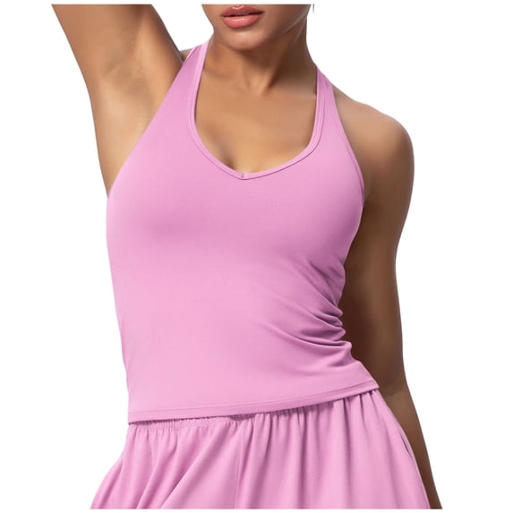 QSAWXQZ Women's V Neck Workout Tank Tops T Back Racerback Sleeveless Shirts Athletic Activewear Basic Solid Seamless Stretchy Slim Camisoles for Gym Yoga Running M