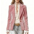 thumbnail image 1 of QSAWXQZ Women's Velvet Blazer Lapel Long Sleeve Button Down Solid Business Casual Work Suit Jacket Slim Cardigan Coat L, 1 of 6