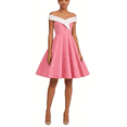thumbnail image 1 of QSAWXQZ Women's Vintage Off-the-Shoulder Color Block Flared Midi Dress Elegant Sleeveless A Lined Party Dress for Cocktail Wedding Guest L, 1 of 4