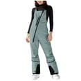 thumbnail image 1 of QSAWXQZ Women's Waterproof Bib Snow Pants Elastic Waist Windproof Snowpants Insulated Romper Overalls with Pockets for Skiing Green-1 3XL, 1 of 8