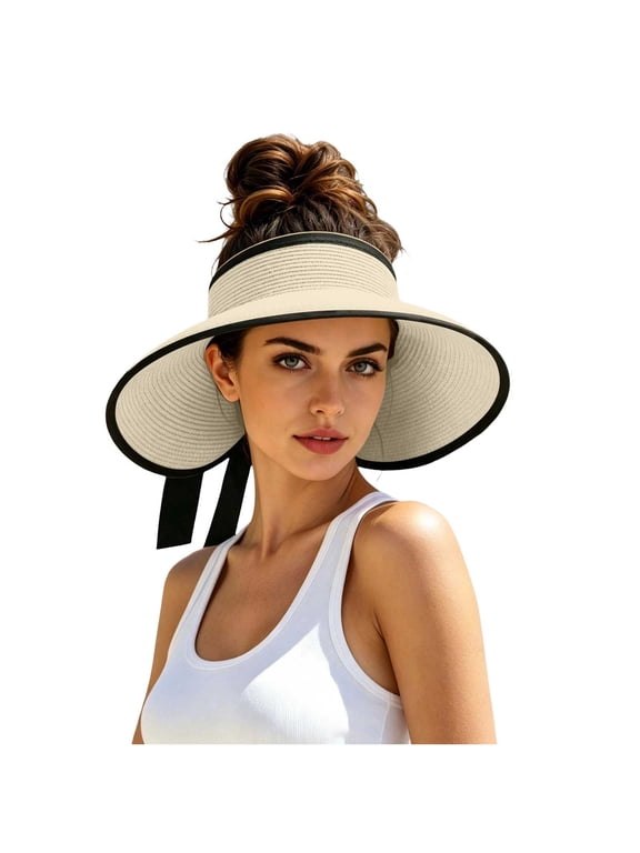 Women's Wide Brim Sun Hat Opening Top UPF 50+ UV Protection Beach Hat Free Size