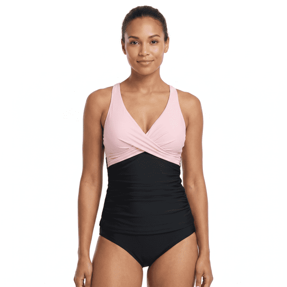 QSAWXQZ Women's Wrap Front Tankini Top Crisscross Back V Neck Sleeveless Ruched Top for Beach XL