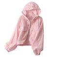 thumbnail image 1 of QSAWXQZ Women's Zip Up Sun Protection Jacket UPF 50+ Lightweight Hooded Solid Cuffed Long Sleeve Windbreaker with Pockets M, 1 of 5