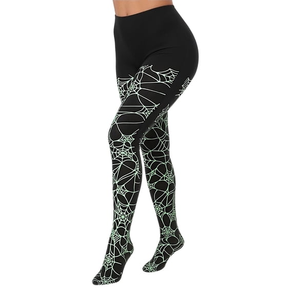 QSAWXQZ Womens Halloween Glow in Dark Footed Tights Full Length Stretch Leggings Free Size
