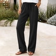 thumbnail image 1 of QSAWXQZ Womens Texture Knit Pants Straight Leg Drawstring Waist Loose Leg Pockets Casual Lounge Trousers S, 1 of 9