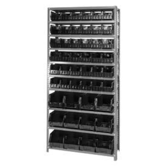 QSBU-230240 Steel Shelving with 48 Giant Stacking Bins, Black - 12 x 36 x 75 in.