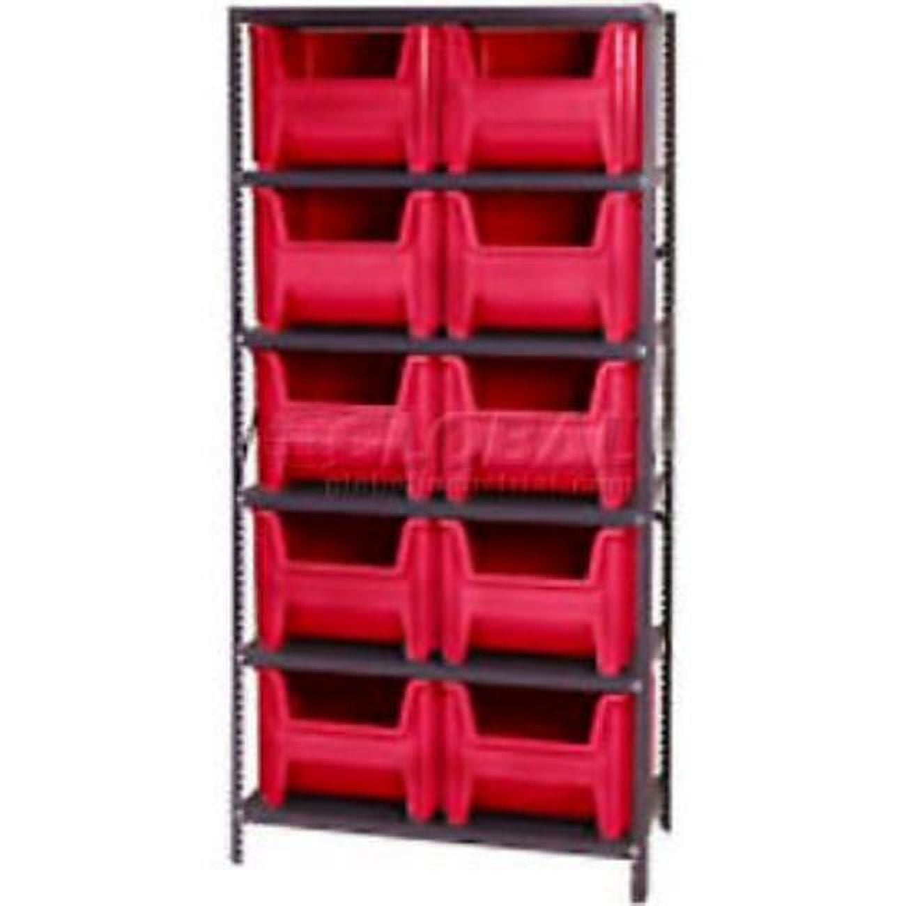 QSBU-800 Shelving with 10 Giant Hopper Bins, Red - 36 x 18 x 75 in ...