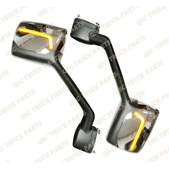 QSC Performance LED Chrome Hood Mirrors Set for Kenworth T680 Peterbilt 579