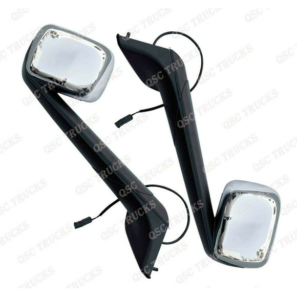 QSC Truck Chrome Hood Mirror Set (L  R) for Freightliner Cascadia 2018+