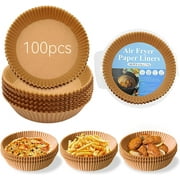 QSCQ 100 Piece Disposable Air Fryer Lining, 6.4 inch Air Fryer Parchment Paper, Non Stick, Oil Resistant, and Waterproof Air Fryer Paper, Suitable for Daily Cooking