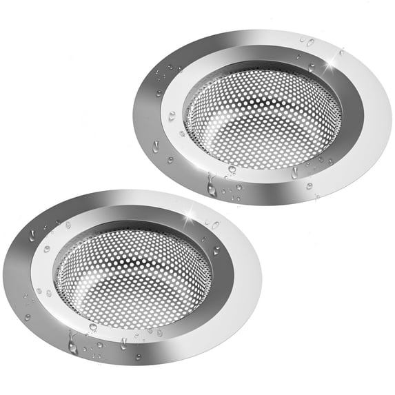 QSCQ 2PCS Kitchen Sink Strainer Drain Basket, 4.5" Stainless Steel Drain Strainer, Kitchen Sink Stopper Garbage Disposal, Suit for Sink Stopper and Drain Stopper, Sliver