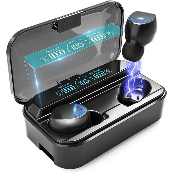 QSCQ Wireless Earbuds, Bluetooth 5.2 Headset with Microphone Touch Control , IPX7 Waterproof, High-Fidelity Stereo Earphones for Sports / Work