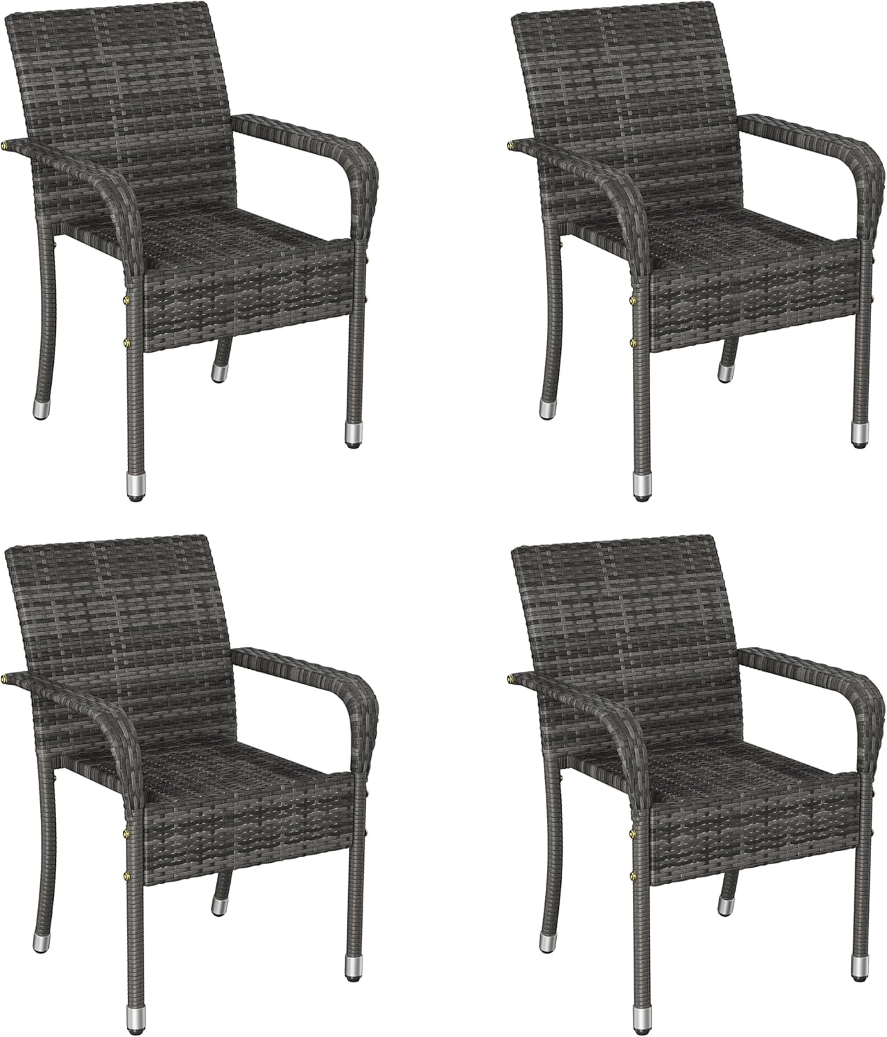 QSHIMY Set of 4 Stackable Outdoor Rattan Dining Chairs, All-Weather ...