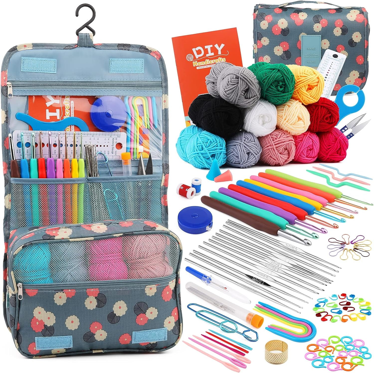 Crochet Kits for Beginners with Case, 78PCS Crochet Hooks Set Beginners  Crochet Kit with Canvas Tote Bag, 10 Yarns and Crochet Hooks, Knitting