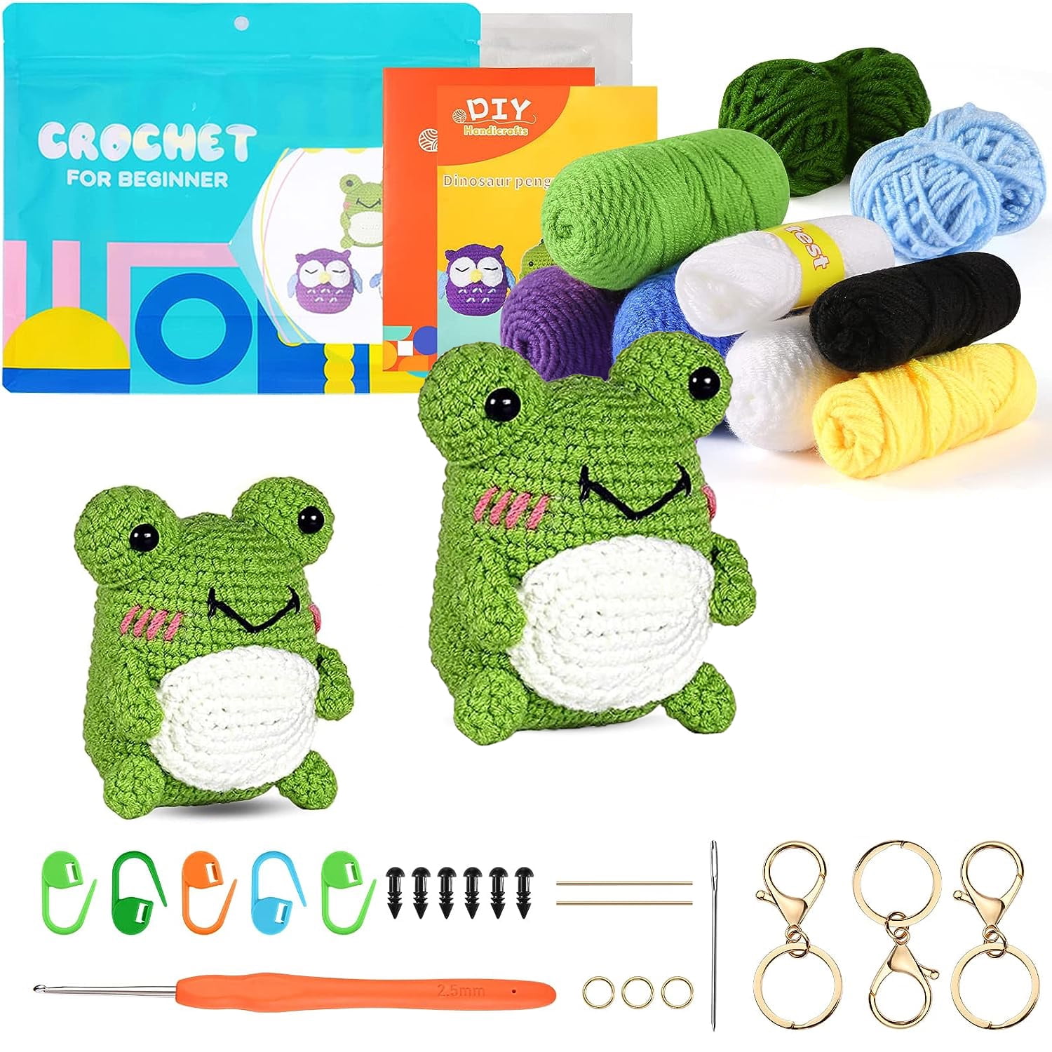 MGahyi 3 Set Crochet Kit, DIY Crochet Kit for Beginners, Crochet Starter  Kit for Adults and Kids,Complete Crochet Set to Make 3 PCS  Animals(Jellyfish+Hamster+Frog) Jellyfish&Hamster&Frog