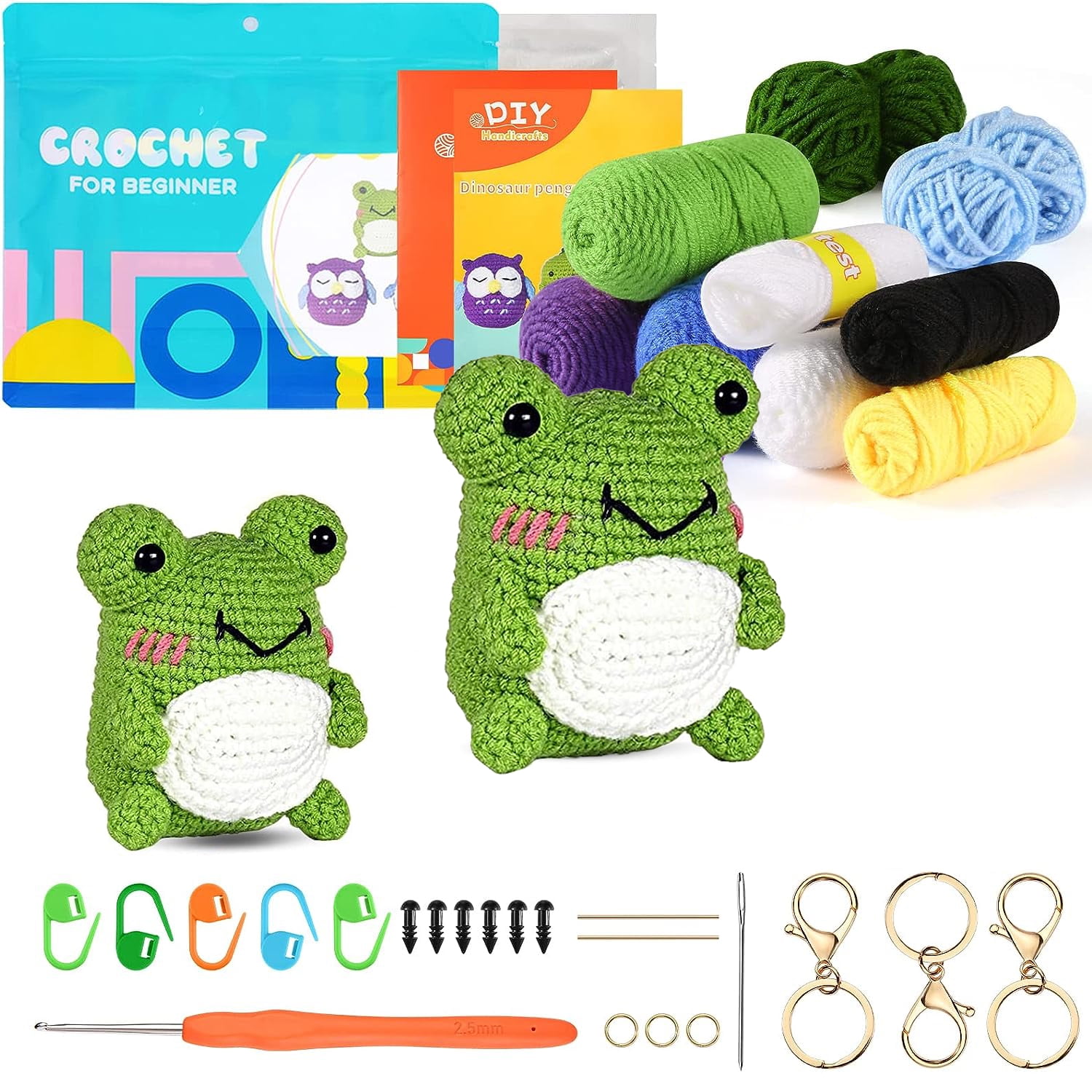 Beginner Frog Crochet Kit Easy Crochet Starter Kit Crochet Animals Kit  Amigurumi Kit Crochet Gift Animal Crochet Store 