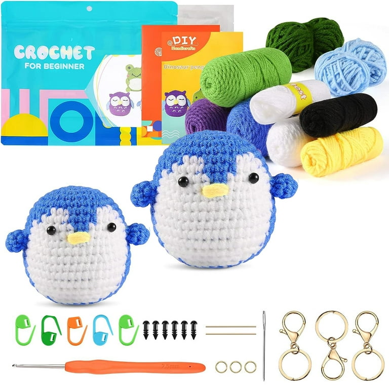 QSHQ Crochet Kit for Beginners, Crochet Starter Kit for Adults and Kids  Complete Knitting Kit to Make 2Pcs Animals, Learn to Crochet with  Step-by-Step Instruction and Video (Penguin) 