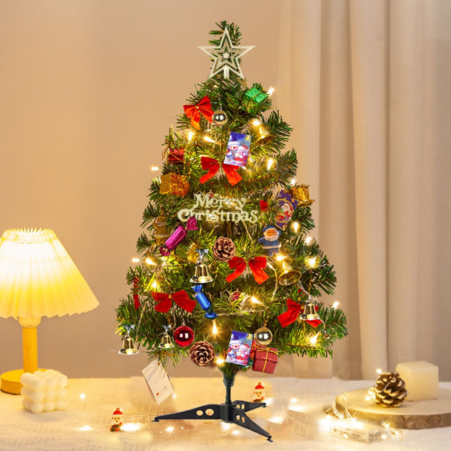 QSHQ Mini Xmas Tree, 20"/50cm Artificial Small Tabletop Christmas Tree