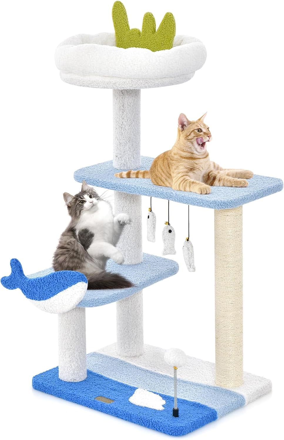 Picture of QSJIAYI Ocean-Themed Cat Tree for Indoor Cats, Multi-Level Cat Tower ...