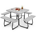thumbnail image 2 of Giantex Picnic Table Bench Set For 4-8 People, 34" Outdoor Square Dining Table & 2 2 of 12