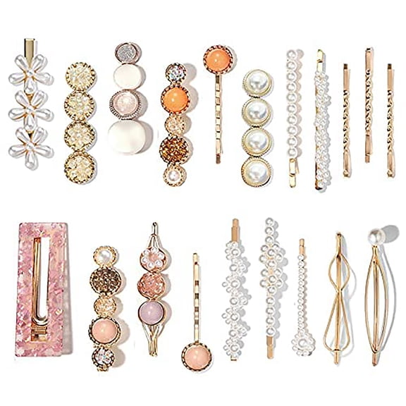 QSJRZP 20 Pcs Pearls Hair Clips Fashion Korean Style Acrylic Resinhairpins / Barrettes for Women and Ladies Girls Headwear Styling Tools Hair Accessories Bobby Pins