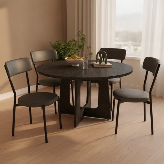 QSOCSSP Dining Chairs Set of 4, Waterproof PU Leather, HighāRebound Cushion, Dining Room Chairs, Ergonomic Curved Backrest, 10 Min Quick Assembly
