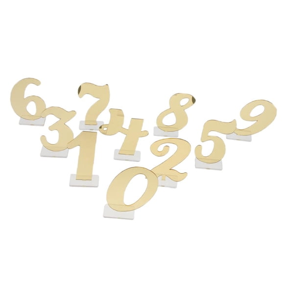 QSTDGVPW 0-9 Acrylic Table Number Freestanding for Wedding Party Table Gold