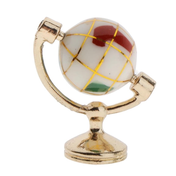 QSTDGVPW 1/12 Simulation Mini Globe Tellurion Golden Stand Study Room Decor White