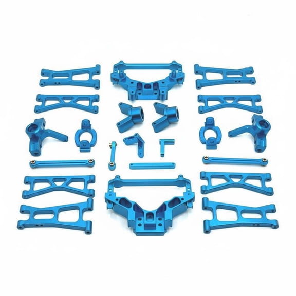 QSTDGVPW 1/14 Scale RC Car Upgrade Kit High Strength Remote Control Car Modification Parts Wear-Resistant Metal Shock Absorption System and Steering Kit